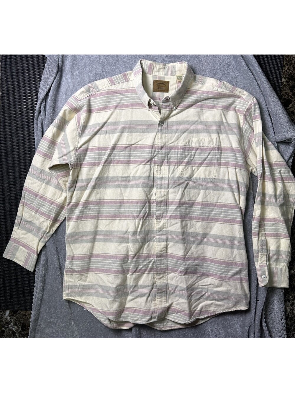 St Johns Bay Mens 2XLT Shirt Striped Button Down Long Sleeve Cotton Pocket